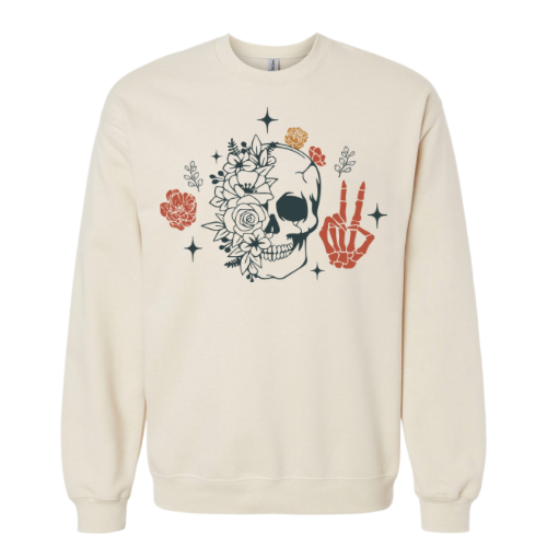 Skull Peace Sign Crewneck